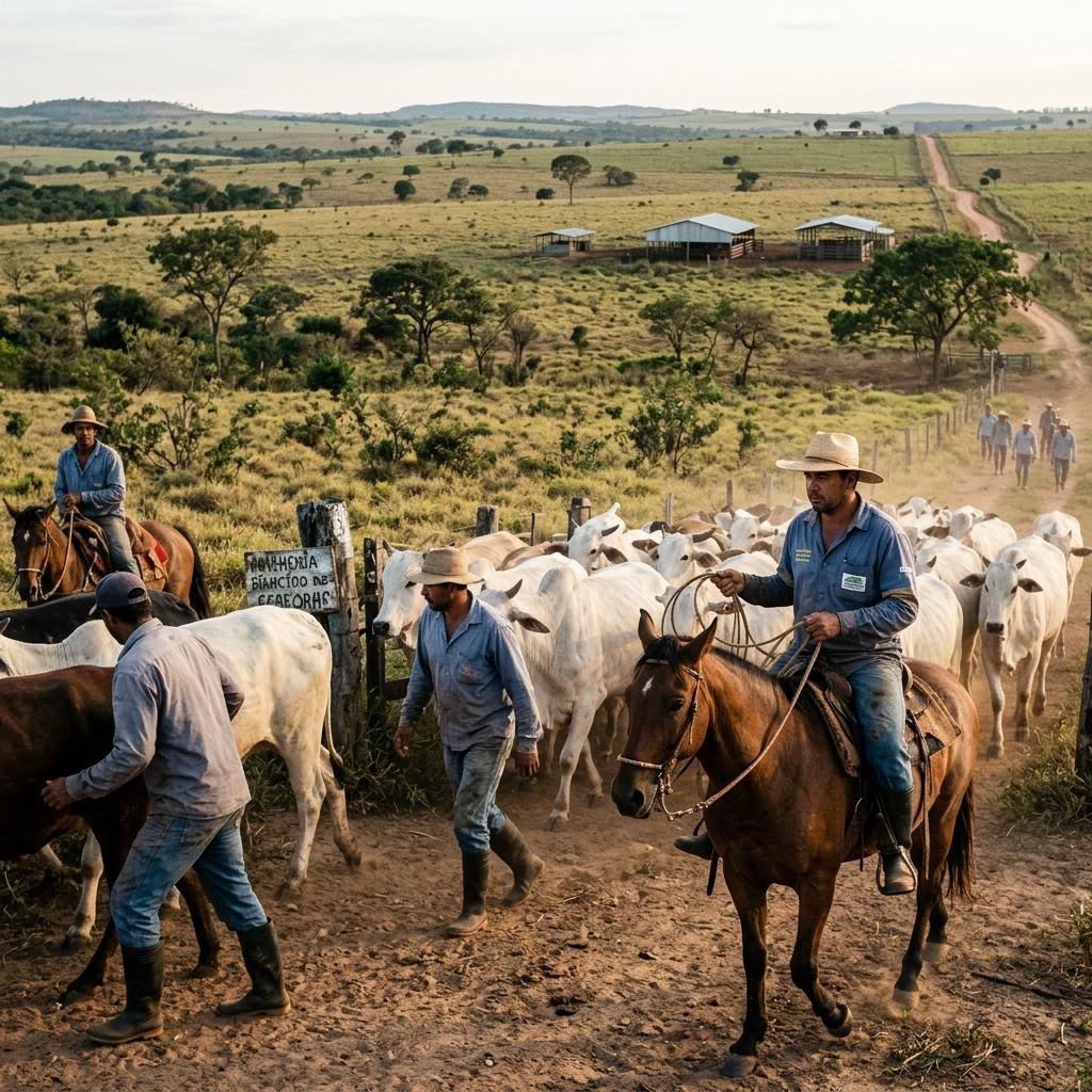 Cattle ranch landscape in rural Brazil
