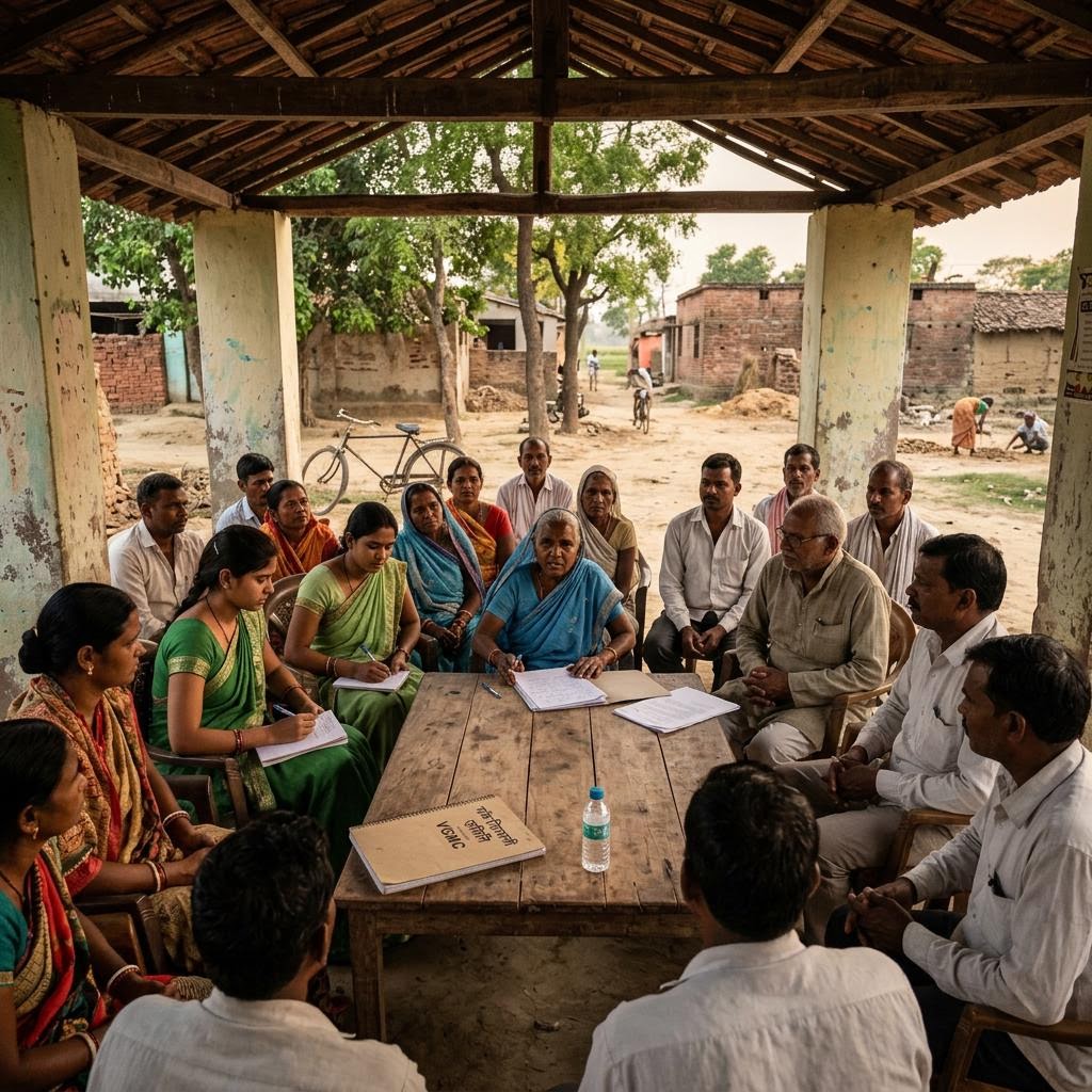 Village monitoring committee meeting in rural India