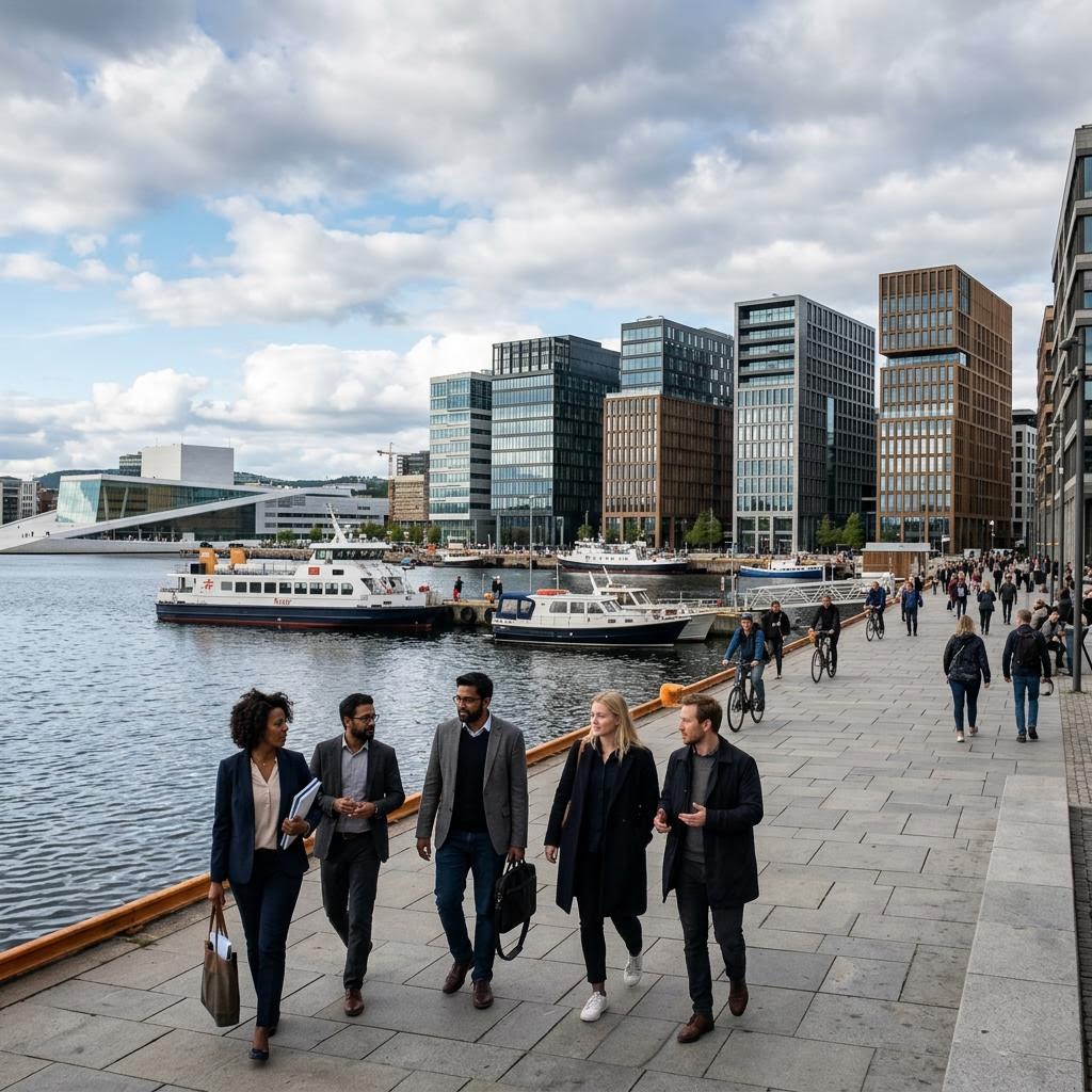 Oslo waterfront with modern office buildings