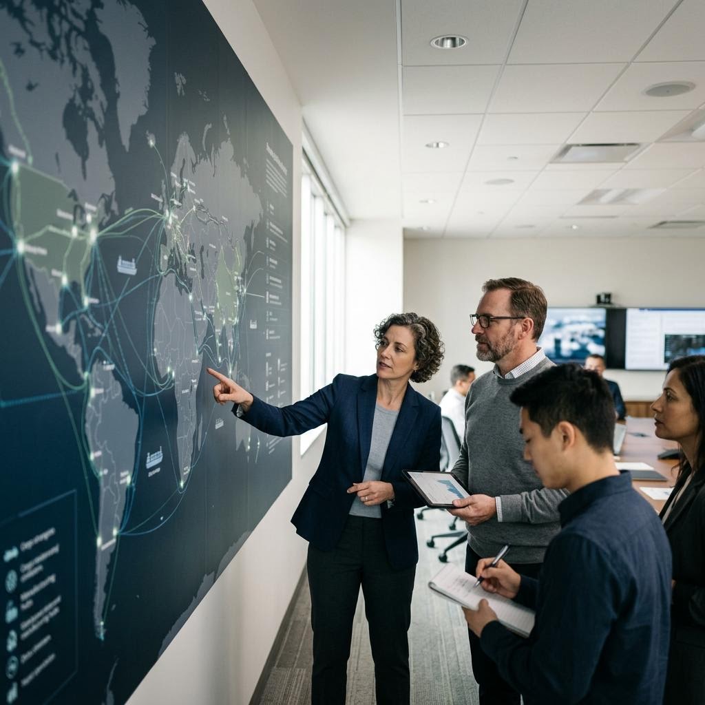 Supply chain network visualisation on a strategy wall